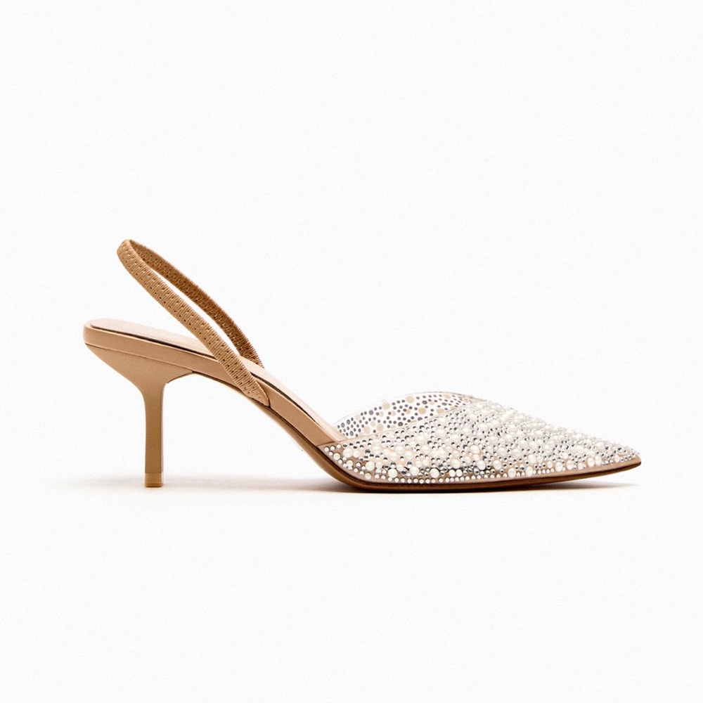 Zara PEARL HEELED SLINGBACKS - Picture 7 of 9